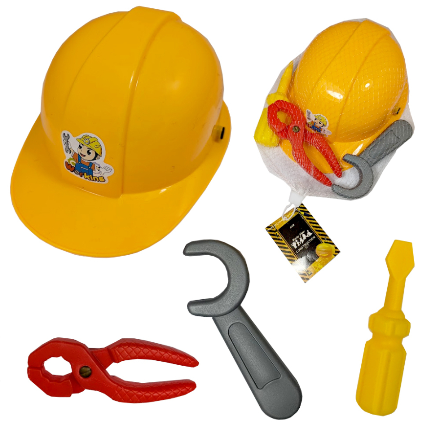 Construction Set With Helmet & Tools in Bag