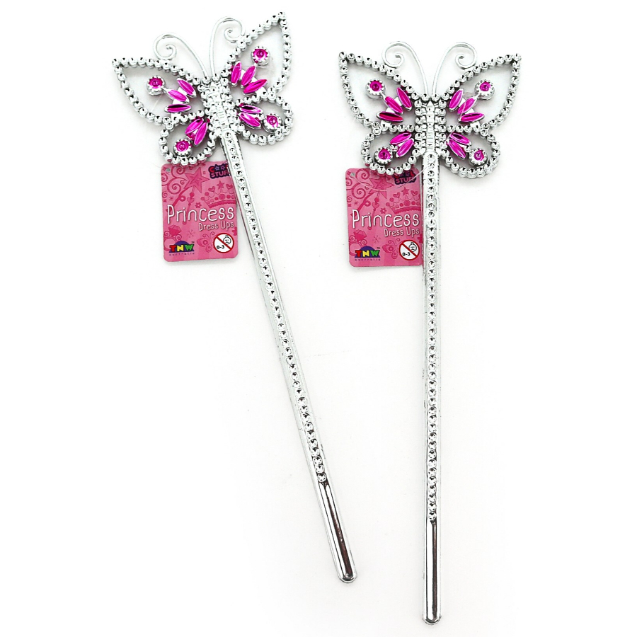 Wand Silver With Pink Butterfly