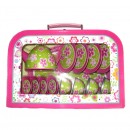 Budaboo Pink Flower Tin Tea Set With 15 Pieces Assorted