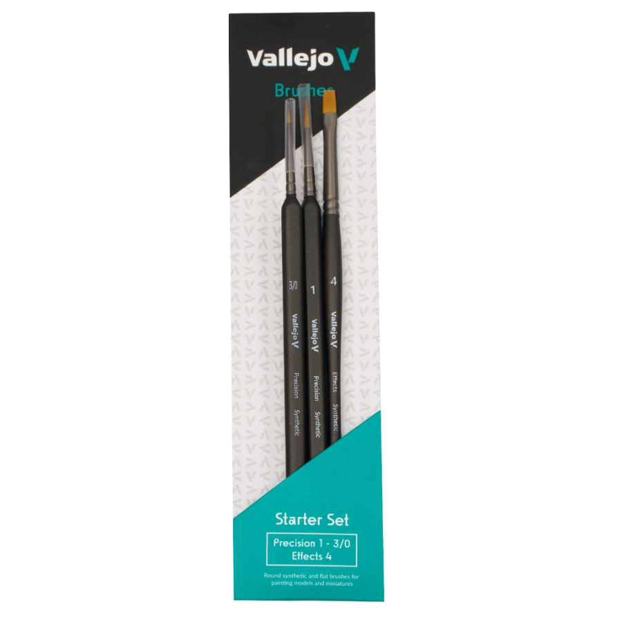 Vallejo Paint Brush Set Precision Starter Set Synthetic Fibers