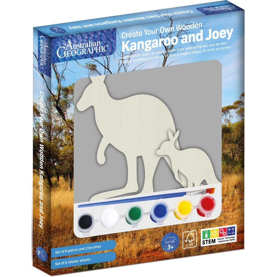 Australian Geographic Paint Your Own Wooden Kangaroo & Joey
