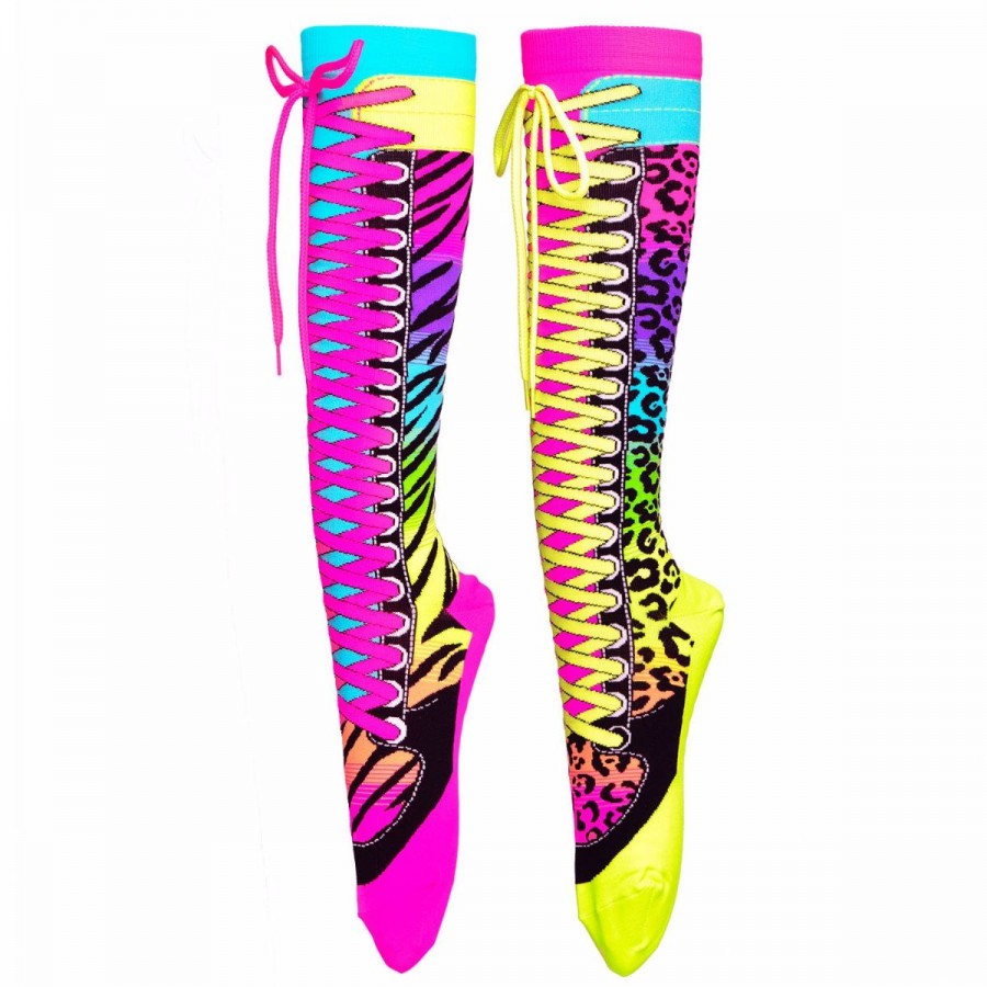 Madmia Socks Rainbow Animal Knee High With Laces