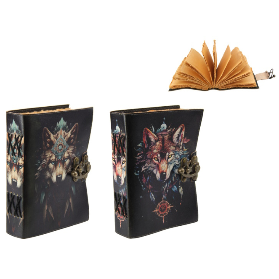 Journal Leather With Wolf Design