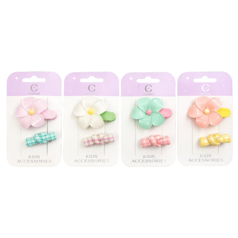 Kids Hair Clips Frangipani & Knot 2 Pack Assorted