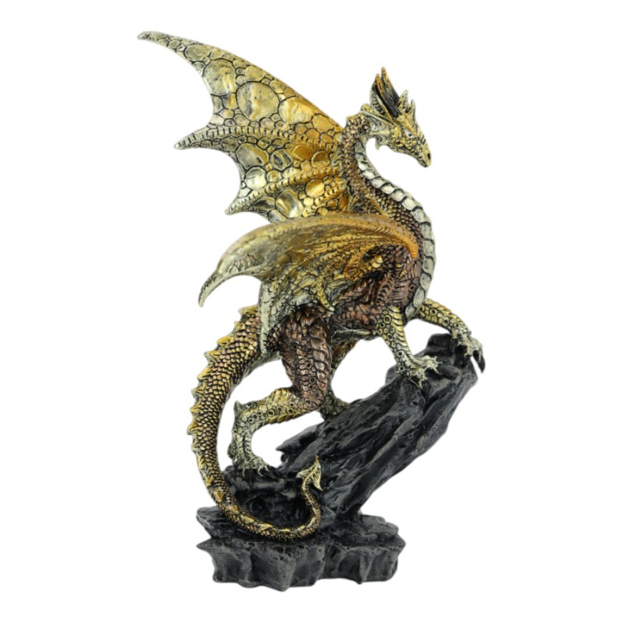 Dragon On Cliff Gold 27cm