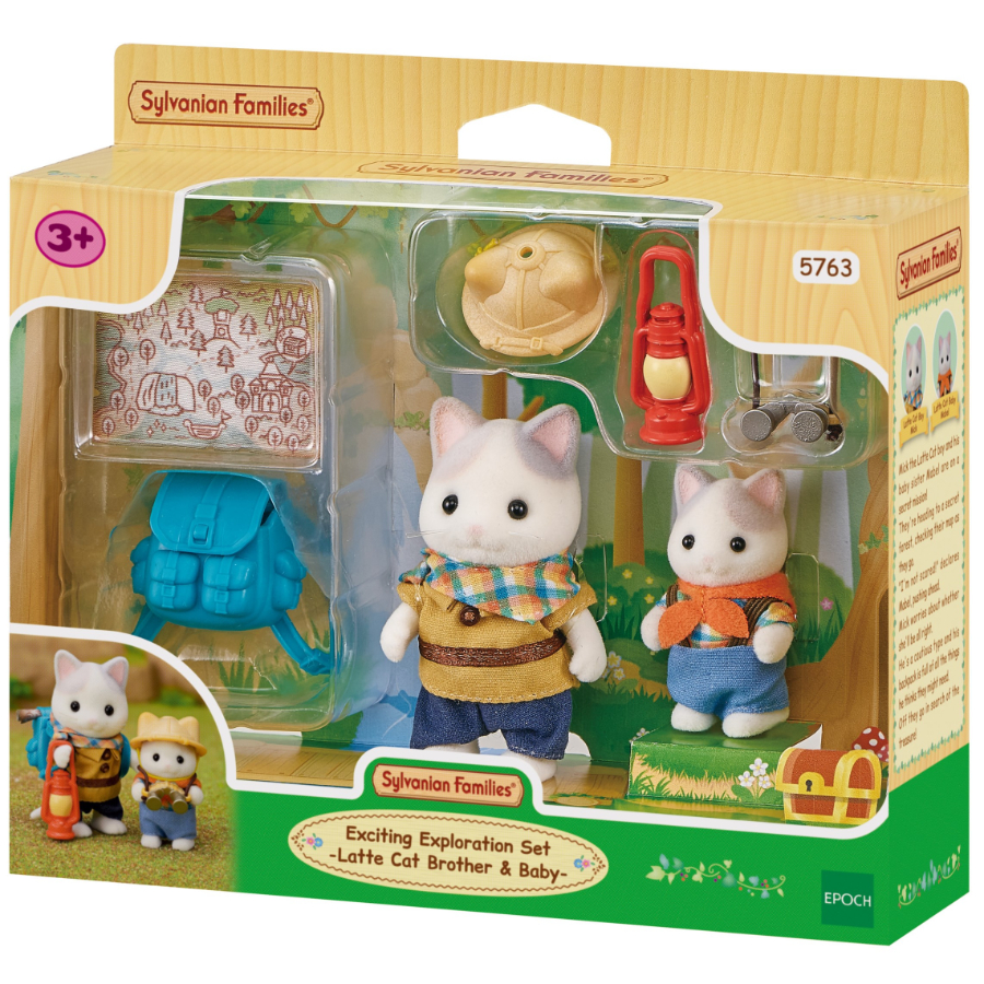 Sylvanian Families Exciting Exploration Latte Cat Brother & Baby Set