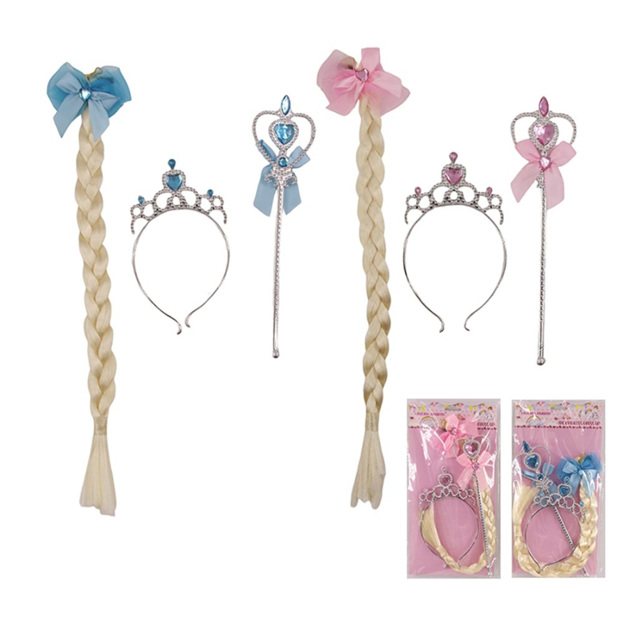 Kids Dress Up Plait Extension With Tiara & Wand