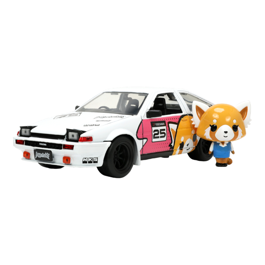 Jada Diecast 1:24 Aggretsuko 1986 Toyota Trueno AE86 With Aggretsuko Figure