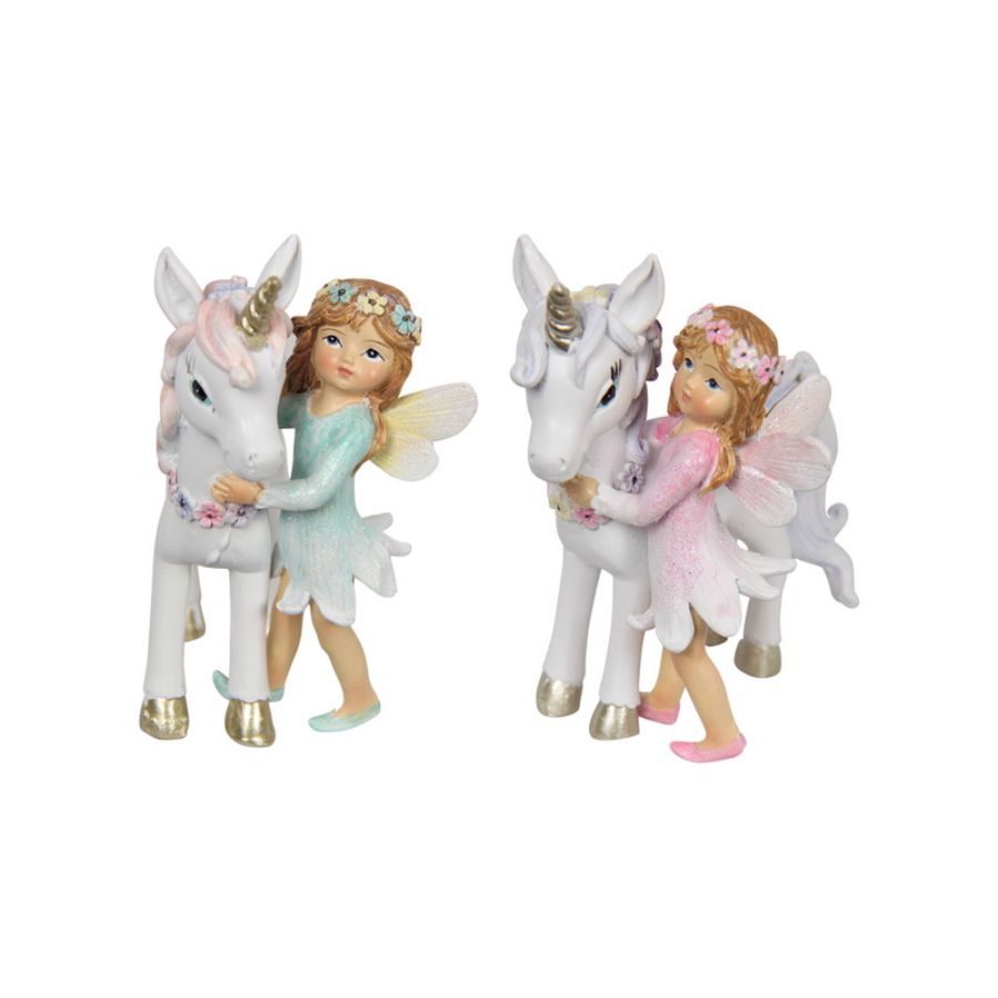 Fairy & Unicorn Standing With Flowers Assorted