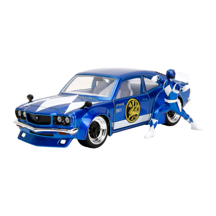 Jada Diecast 1:24 Power Rangers 1974 Mazda RX-3 With Blue Ranger Figure