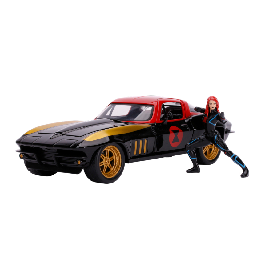 Jada Diecast 1:24 Avengers 66 Chevy Corvette With Black Widow Figure