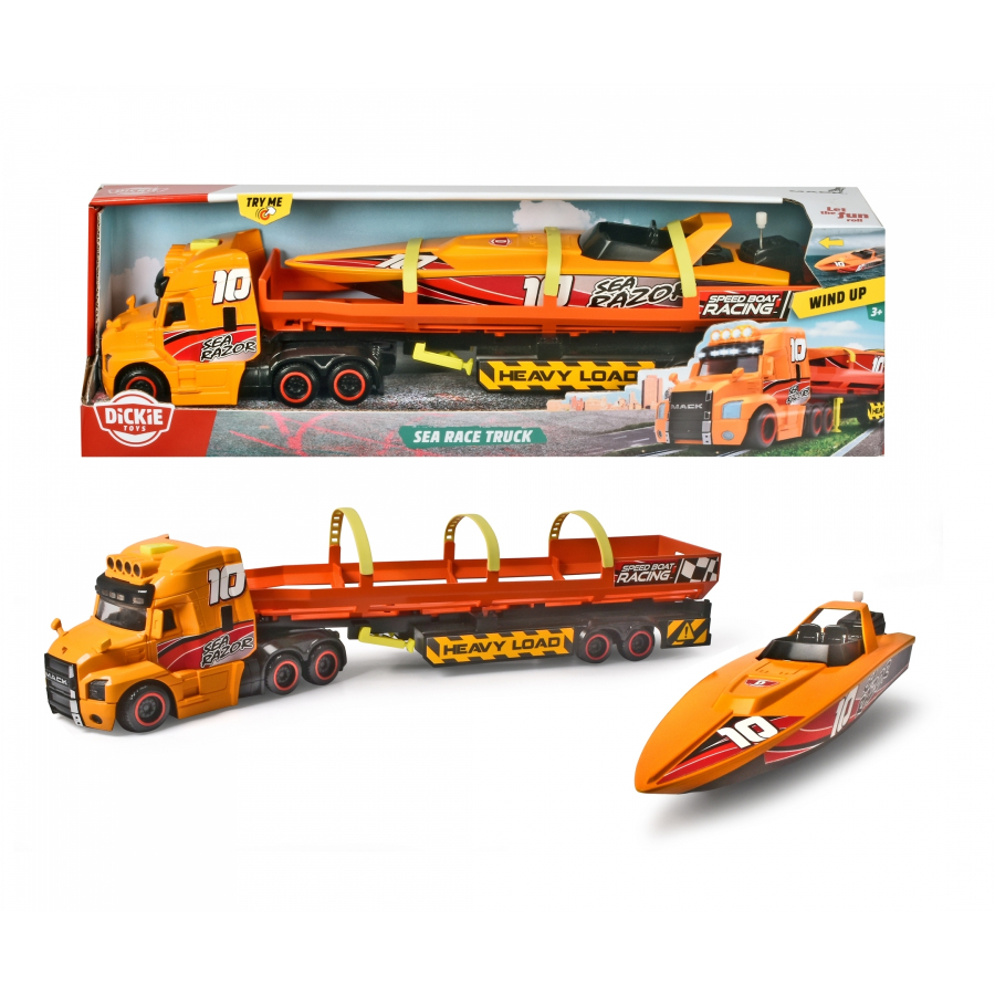 Dickie Toys Truck & Trailer With Lights & Sounds Including Racing Speed Boat