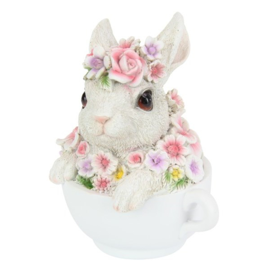 Floral Rabbit In Teacup 15cm