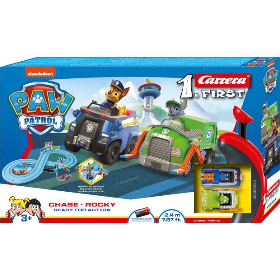 Carrera 1st Battery Slot Car Set Paw Patrol Ready For Action 2.9m Track