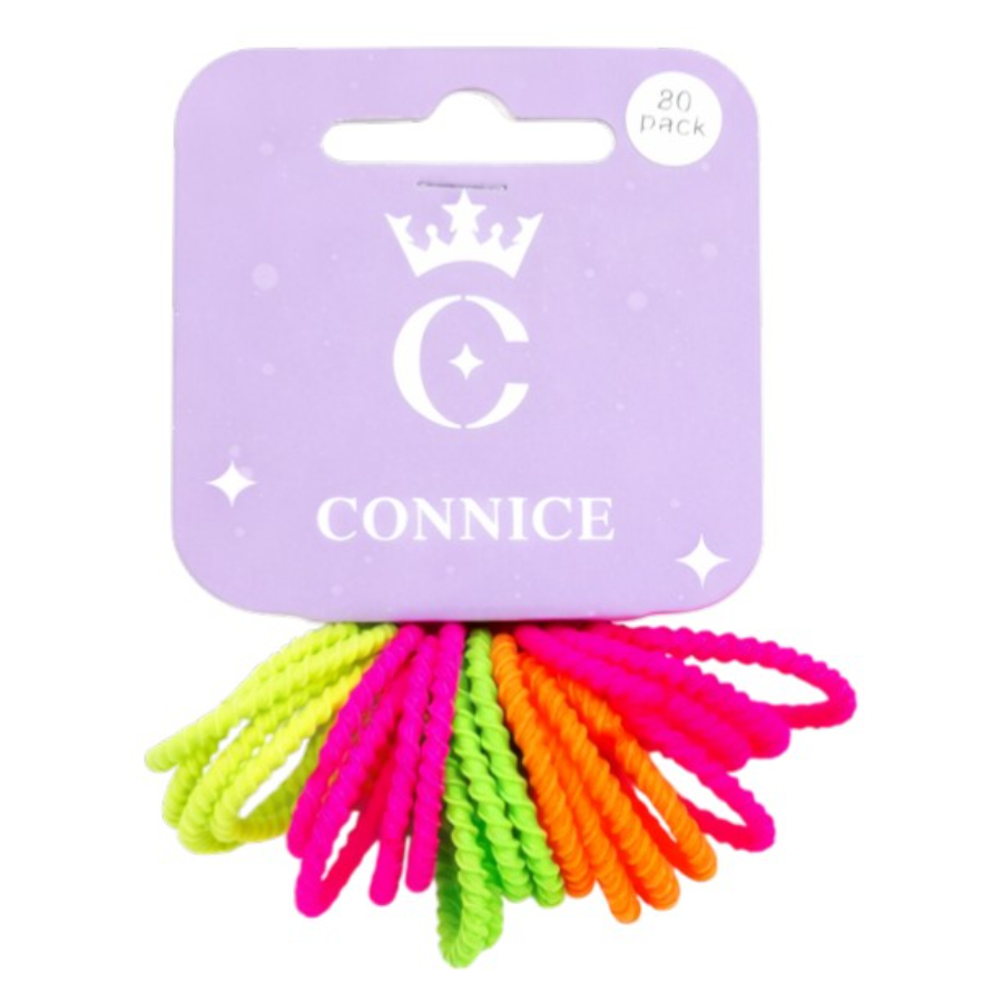 Kids Hair Ties 9cm Fluorescent Colours 20 Pack