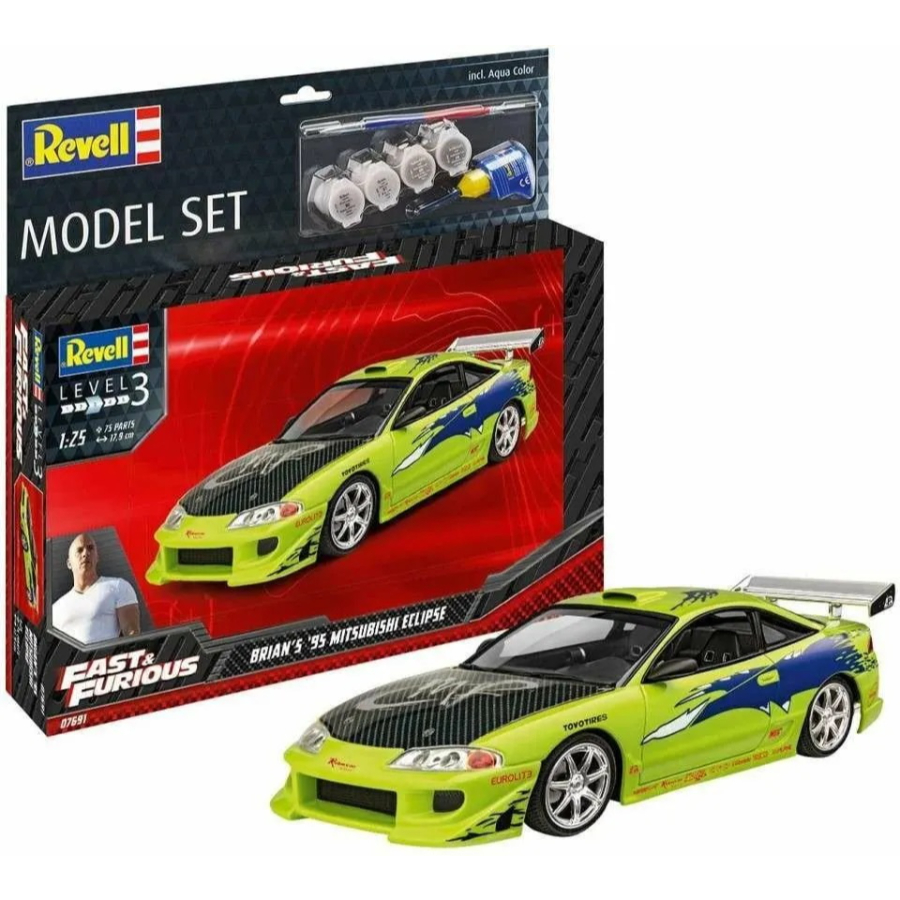Revell Model Kit Gift Set 1:25 Fast & Furious Brians 1995 Mitsubishi Eclipse