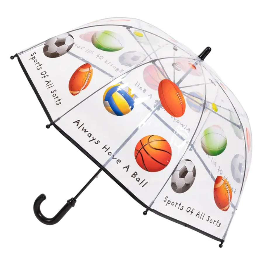 Umbrella For Kids Bobbie J Transparent With Sport Balls