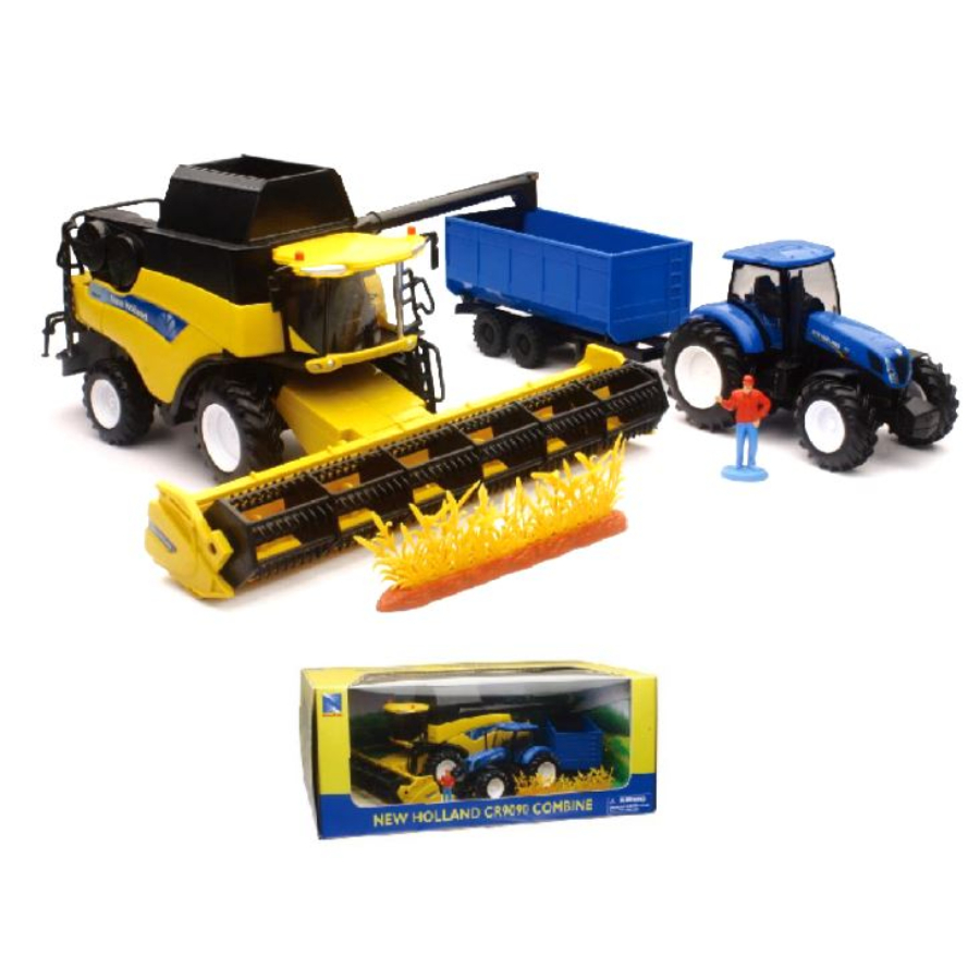 New Holland Combine Harvester Set With Tractor & Accessories