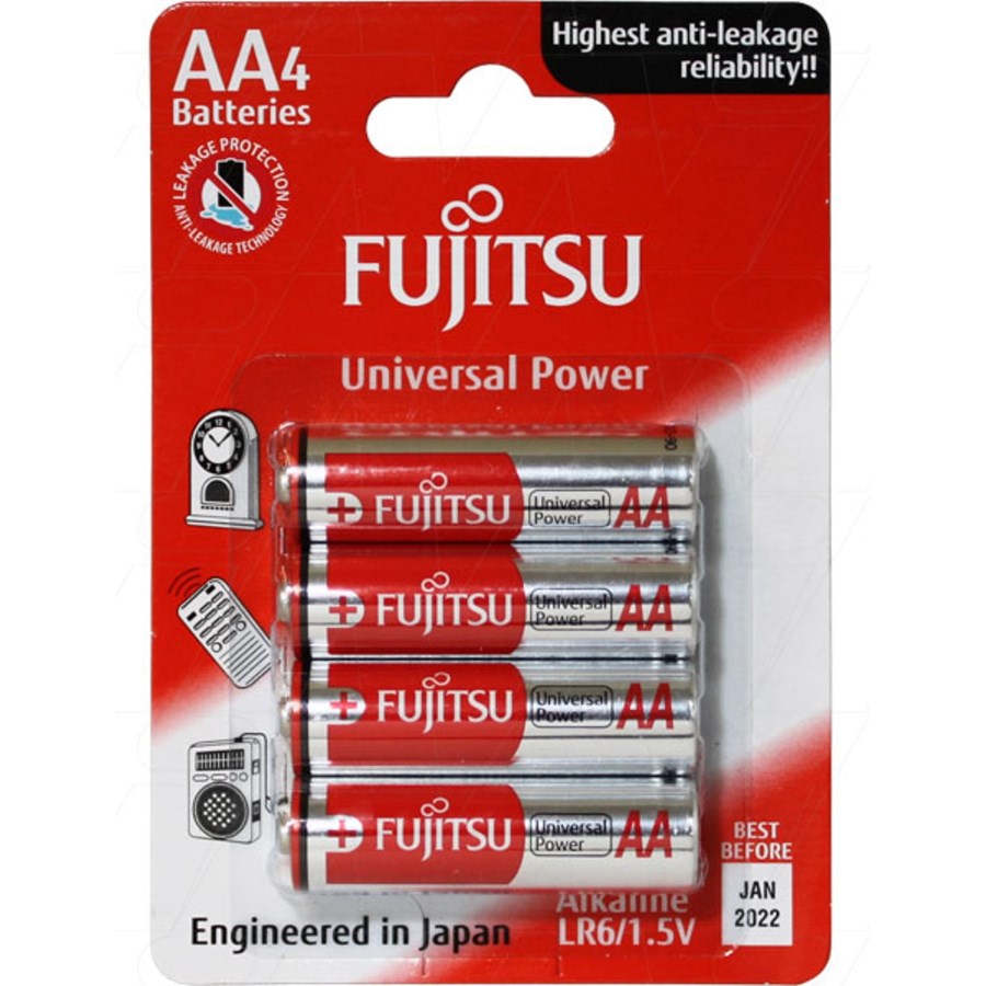 Fujitsu Alkaline 1.5V AA Battery 4 Pack