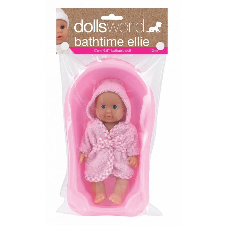 Dolls World Bathtime Ellie With Bath 17cm Assorted