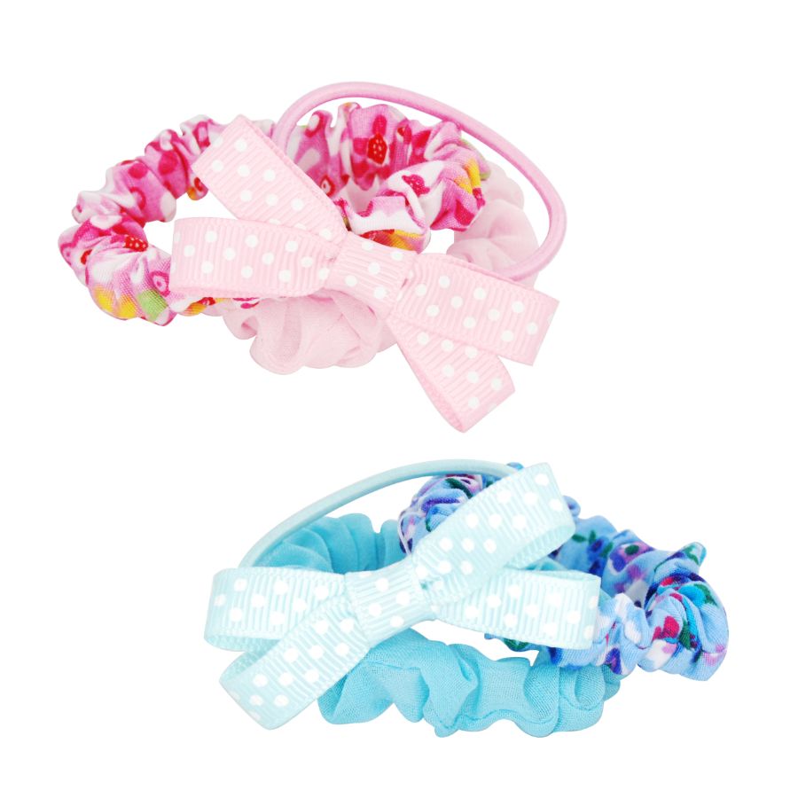 Floral Fabric Hair Elastic Set Assorted