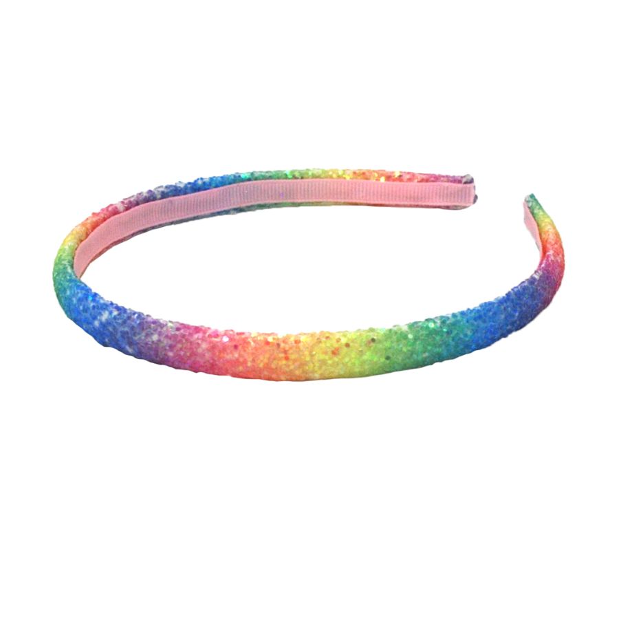 Rainbow Narrow Chunky Glitter Headband