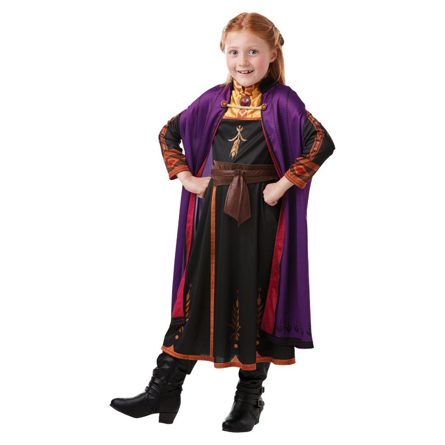 Frozen 2 Anna Classic Travelling Kids Dress Up Costume Size 6-8