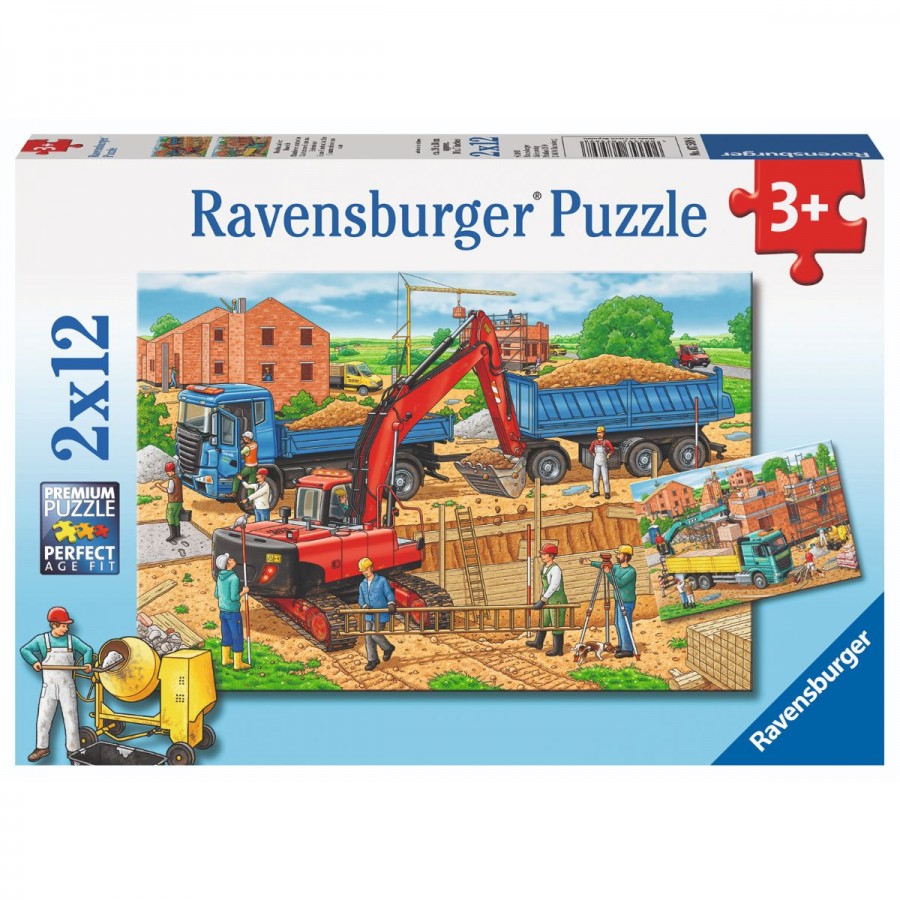 Ravensburger Puzzle 2x12 Piece Busy Construction Site