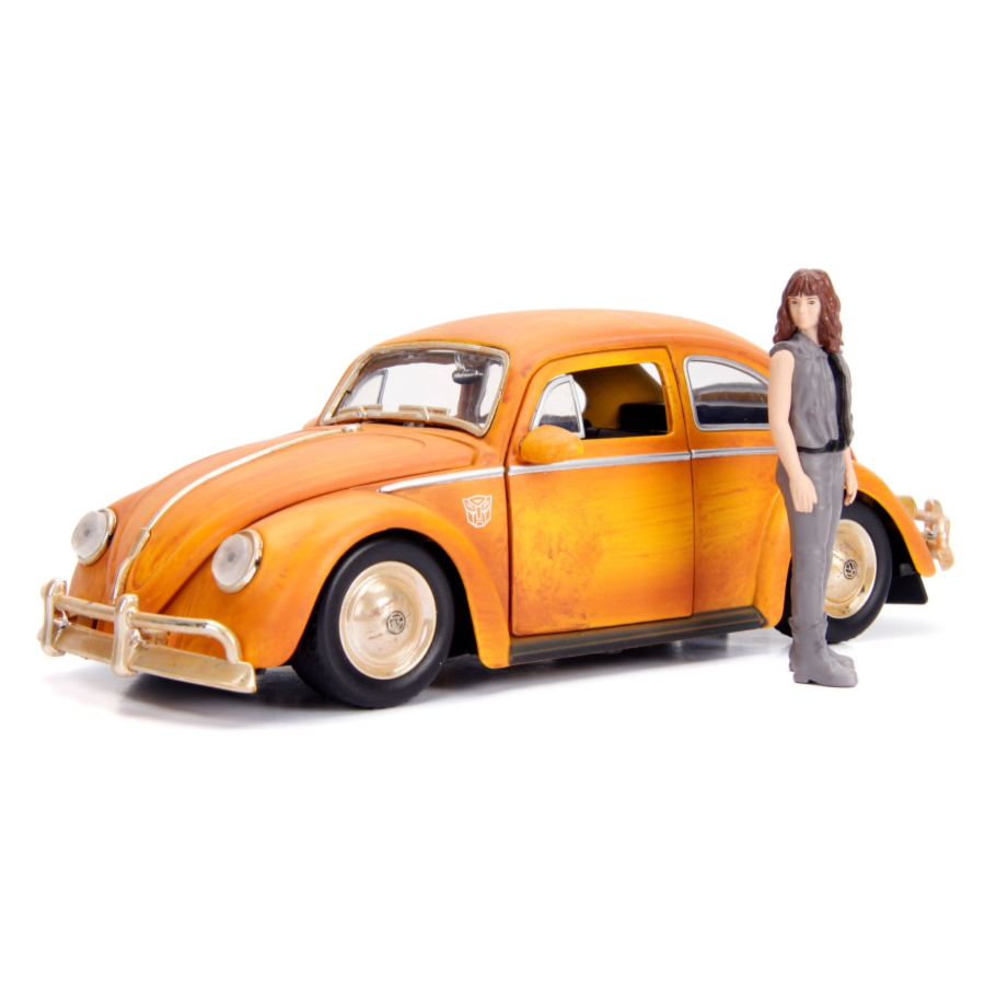 Jada Diecast 1:24 Bumblebee 1971 Volkswagon Beetle With Charlie Figure