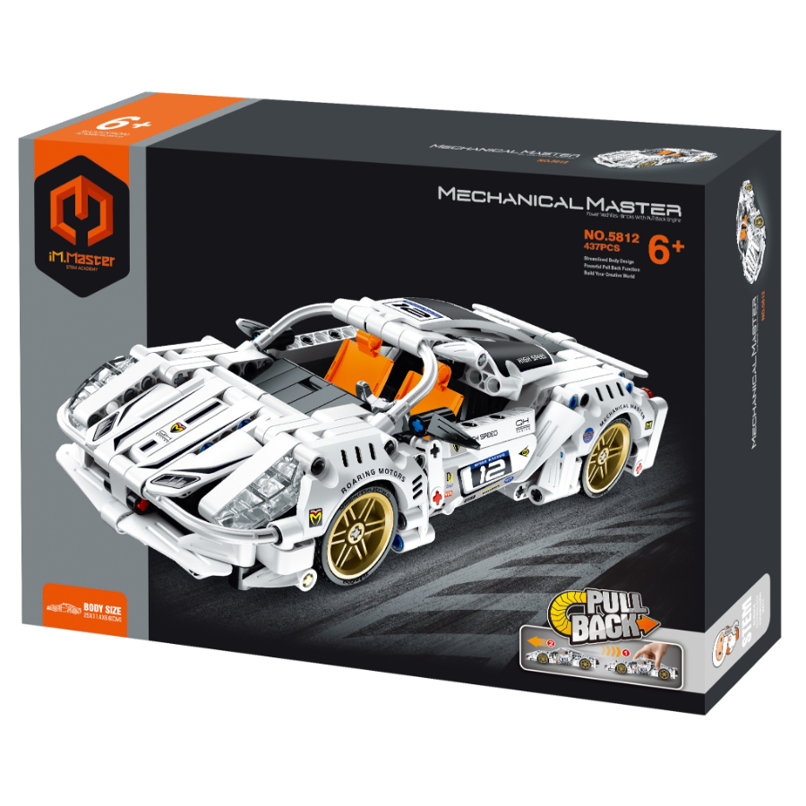 Mechanical Master Super Car Kit With Pull Back Function White 437 Pieces