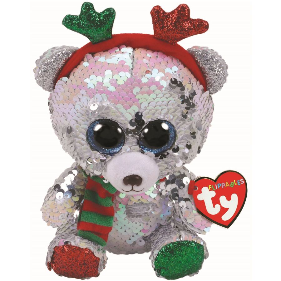 Beanie Boos Flippables Regular Plush Christmas Mistletoe Bear With Horns