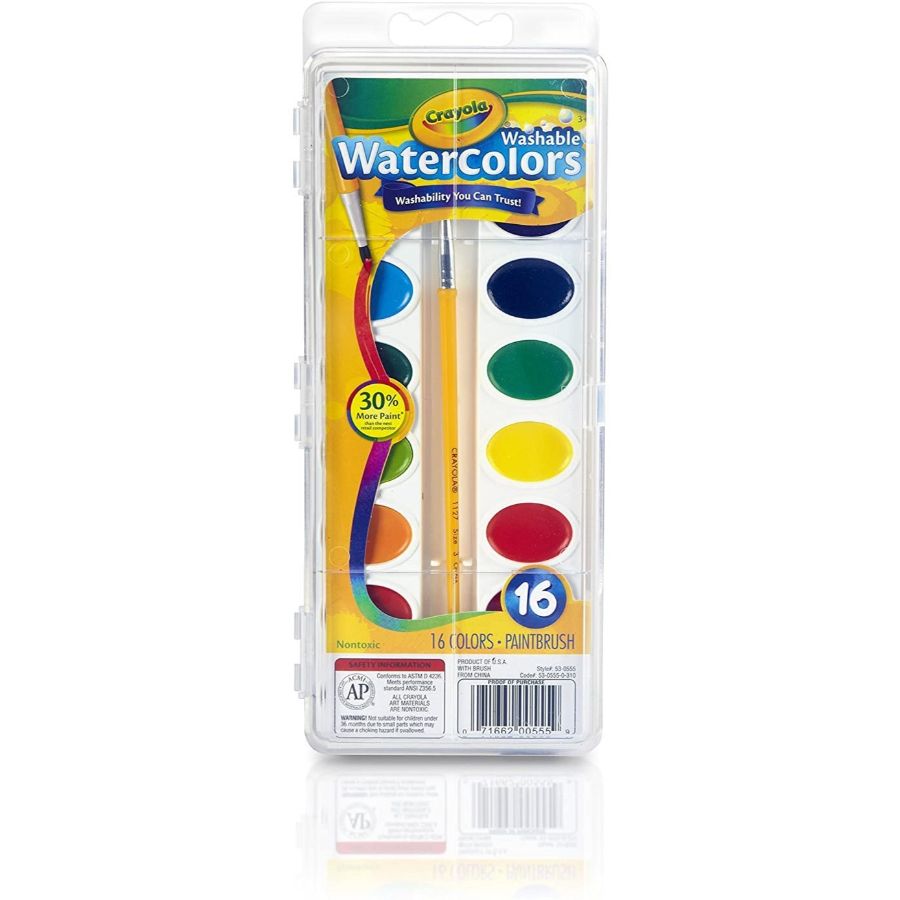 Crayola Watercolours 16 Colours & Paintbrush