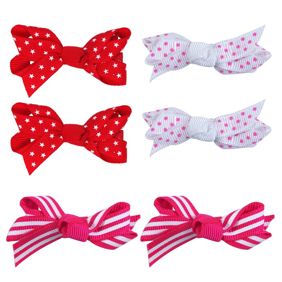 Stripe Spot Heart Bow Hairclips Assorted