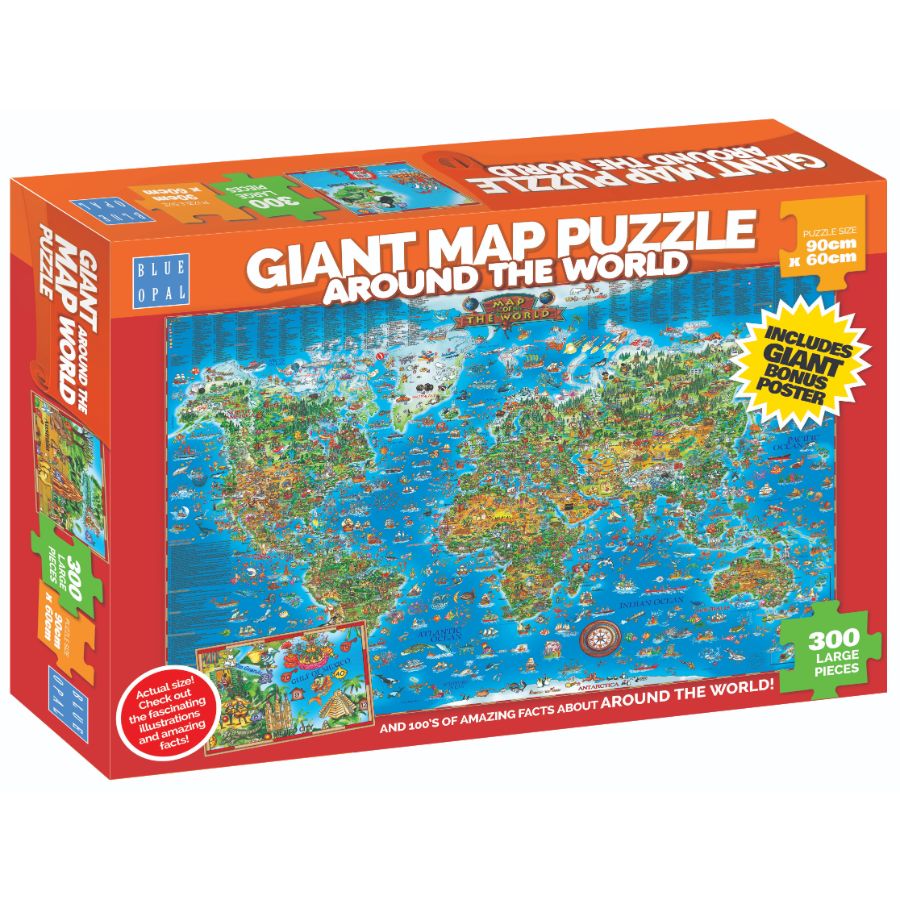 Blue Opal Giant Map Around The World Puzzle 300 Piece