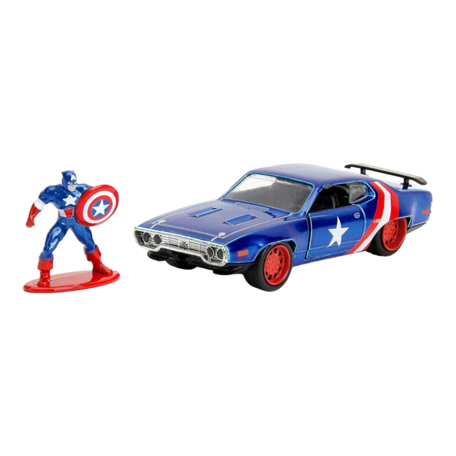 Jada Diecast 1:32 Marvel 1972 Plymouth GTX With Captain America Figure