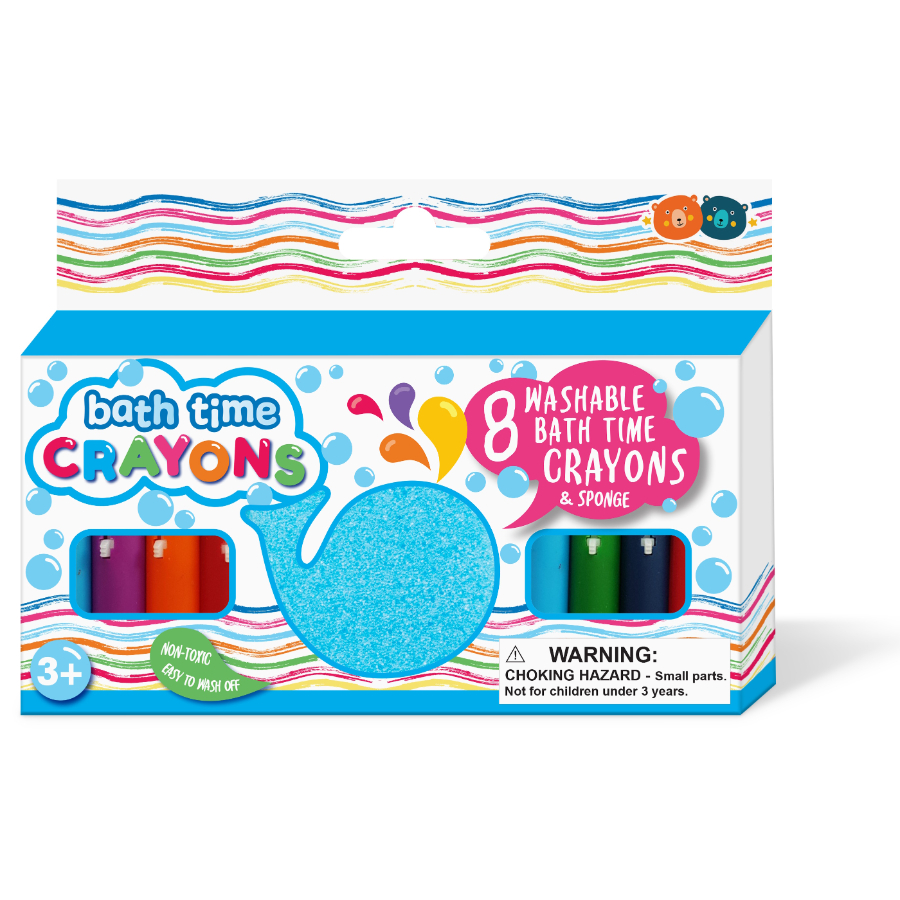 Bath Time Crayons 8 Pack With Whale Shaped Sponge