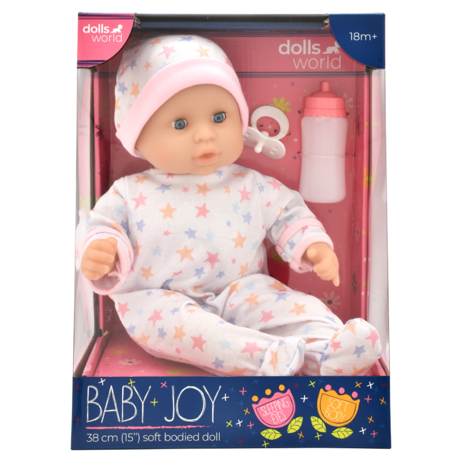 Dolls World Soft Bodied Baby Doll Joy With Accessories 38cm