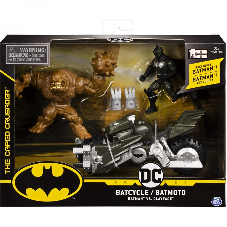 Batman Batcycle With Batman & Clayface 4 inch Figures