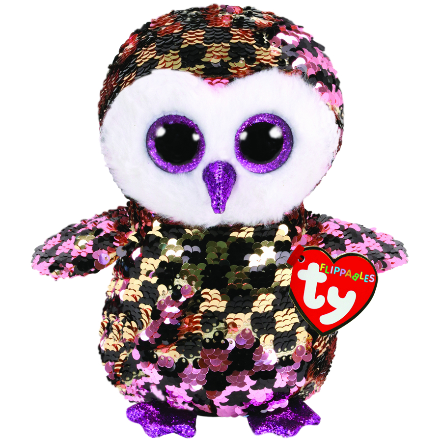 Beanie Boos Flippables Regular Plush Checks Pink Black Owl