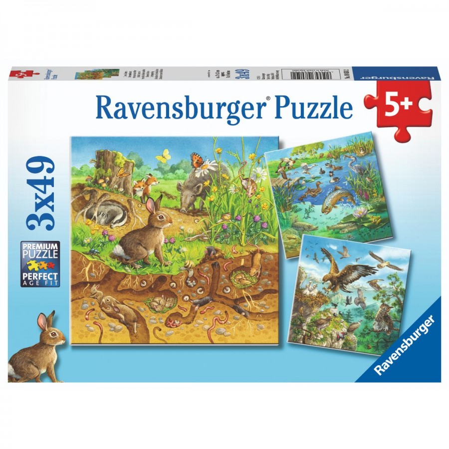 Ravensburger Puzzle 3x49 Piece Animals In Their Habitats