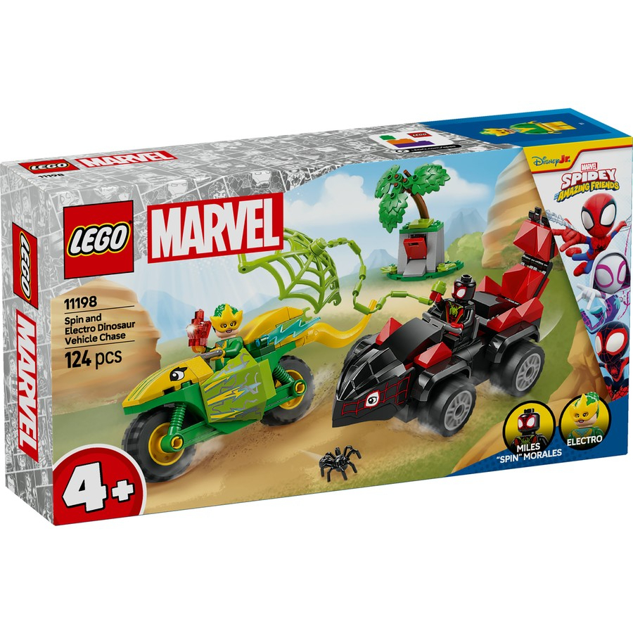 LEGO Spidey & His Amazing Friends Spin & Electro Dinosaur Vehicle Chase 4+ Set