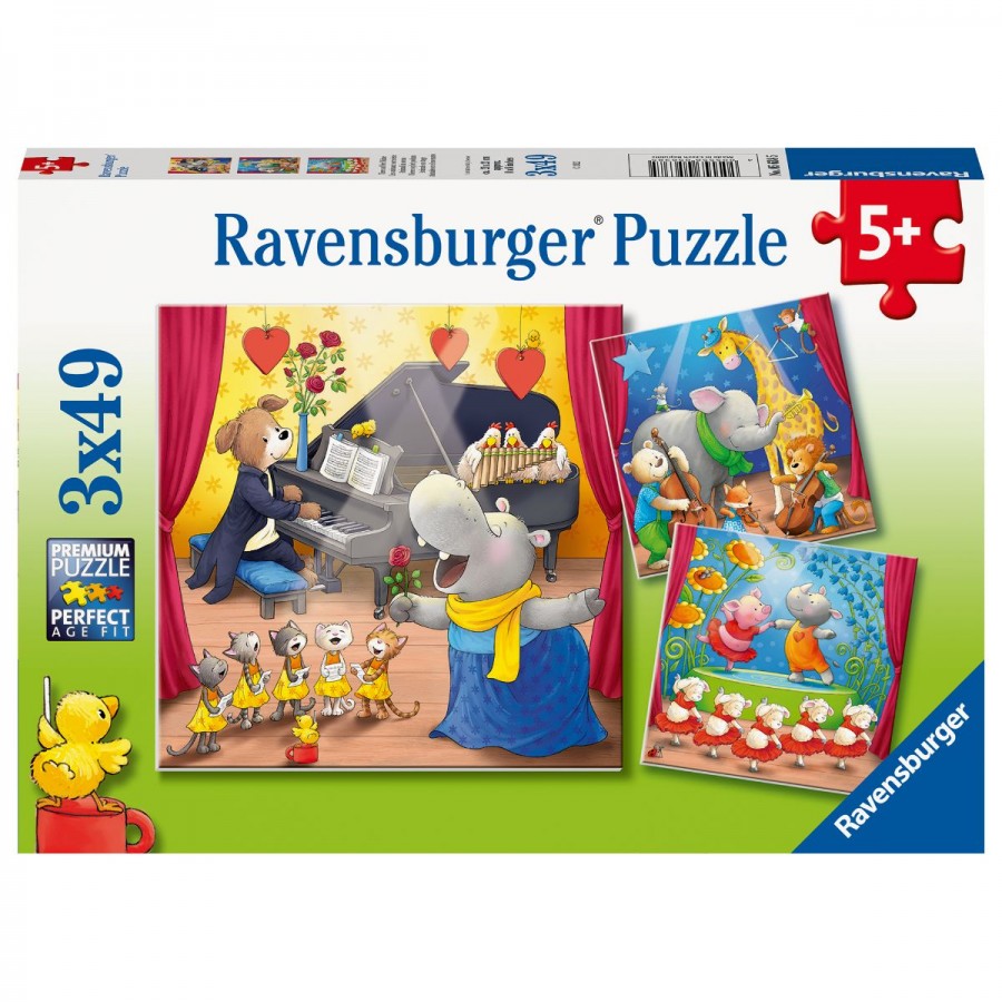 Ravensburger Puzzle 3x49 Piece Animals On Stage