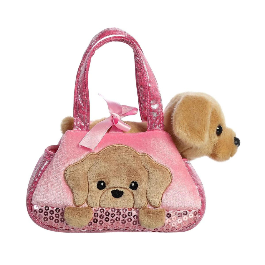 Fancy Pal Labrador In Pink Peek A Boo Bag