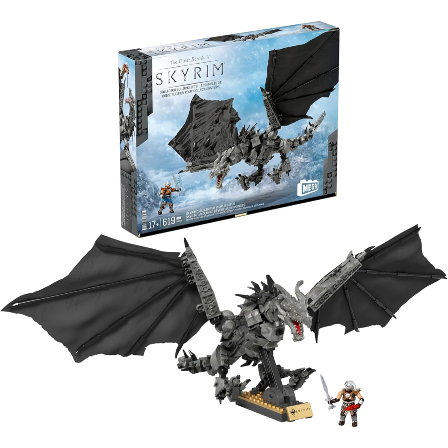 Mega Construction Skyrim Alduin The World Eater Dragon 619 Piece Set