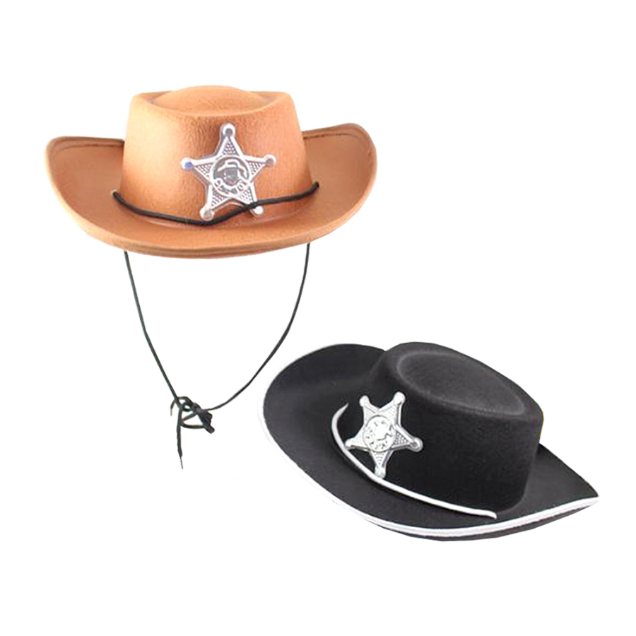 Cowboy Hat With Star Black Brown Assorted