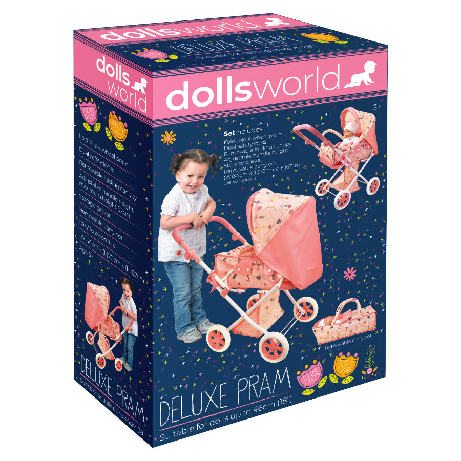 Dolls World Flowers Deluxe Dolls Pram