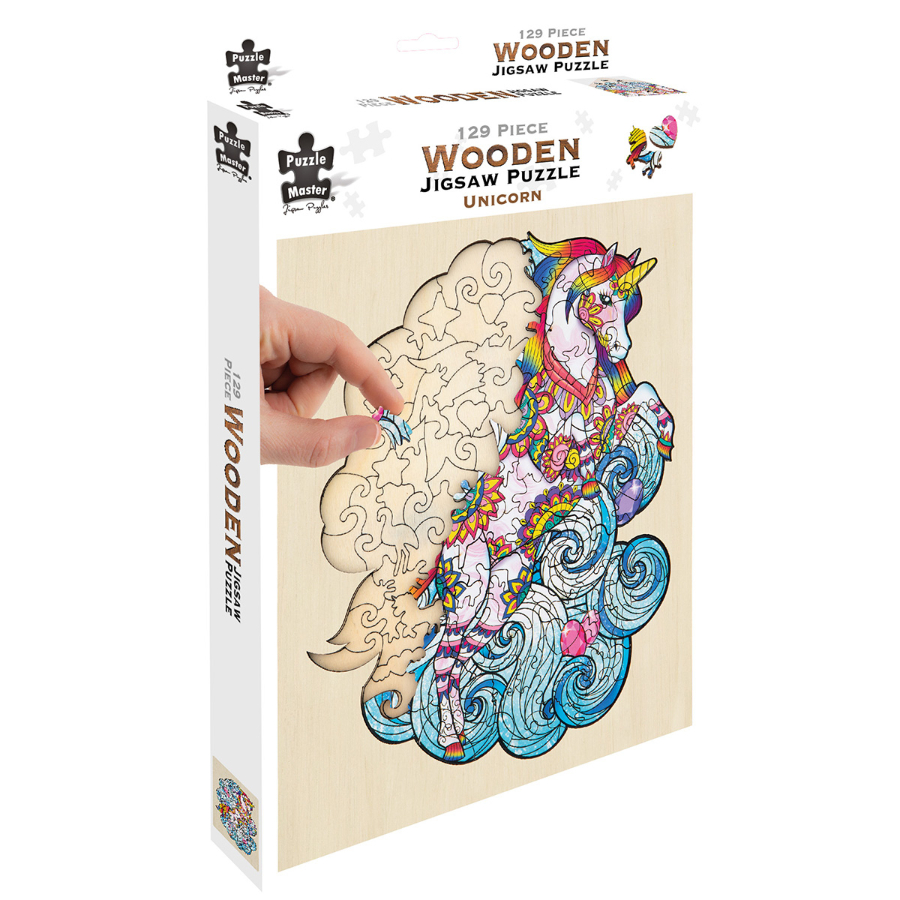 Wooden Shaped Piece Puzzle Unicorn 129 Pieces