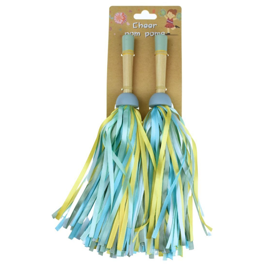 Wooden Pom Poms Pair Assorted Colours