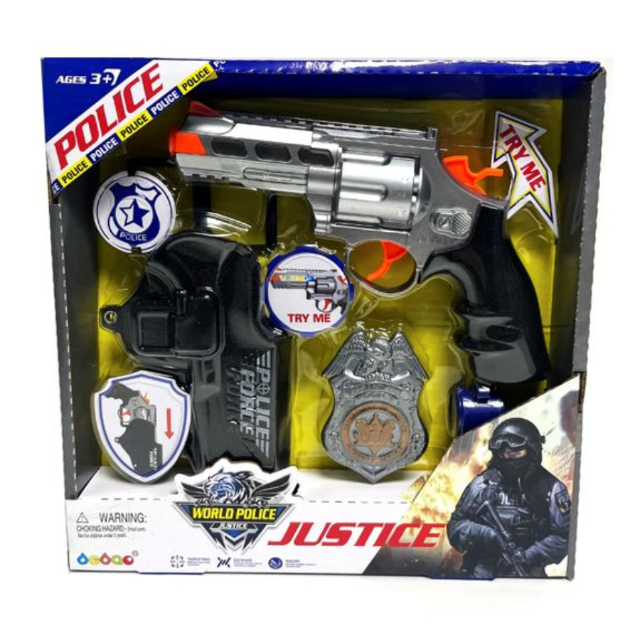 Police Toy Pistol With Badge & Accessories