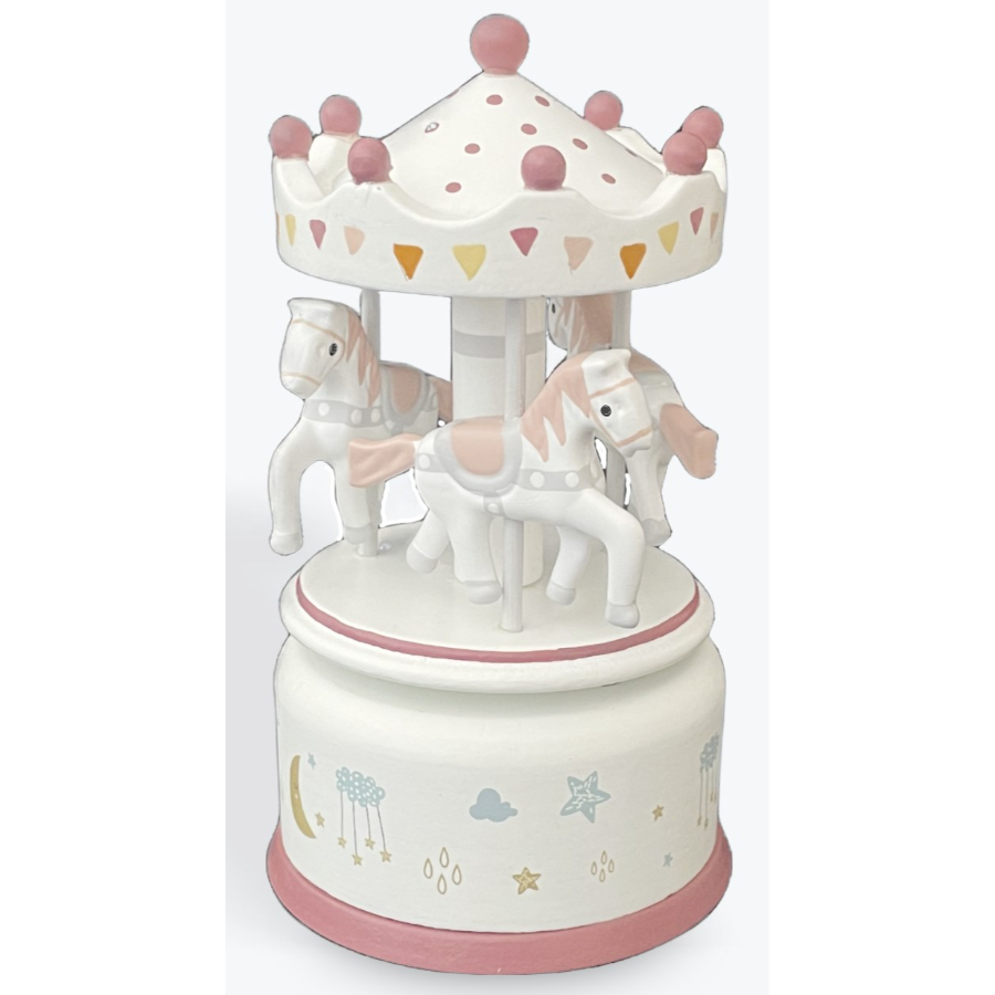 Wooden Musical Horse Carousel Pink